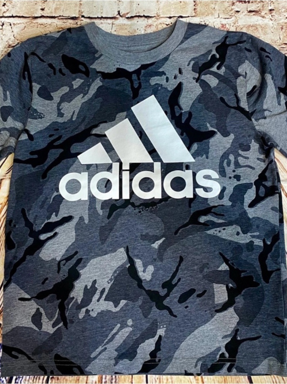 adidas Gray Camo Short Sleeve Logo Tee